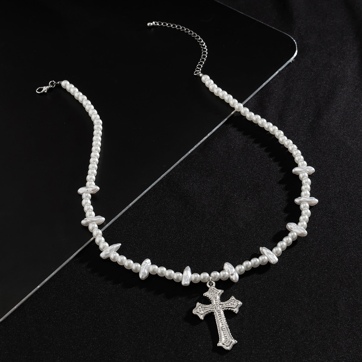 Pearl Cross Necklace